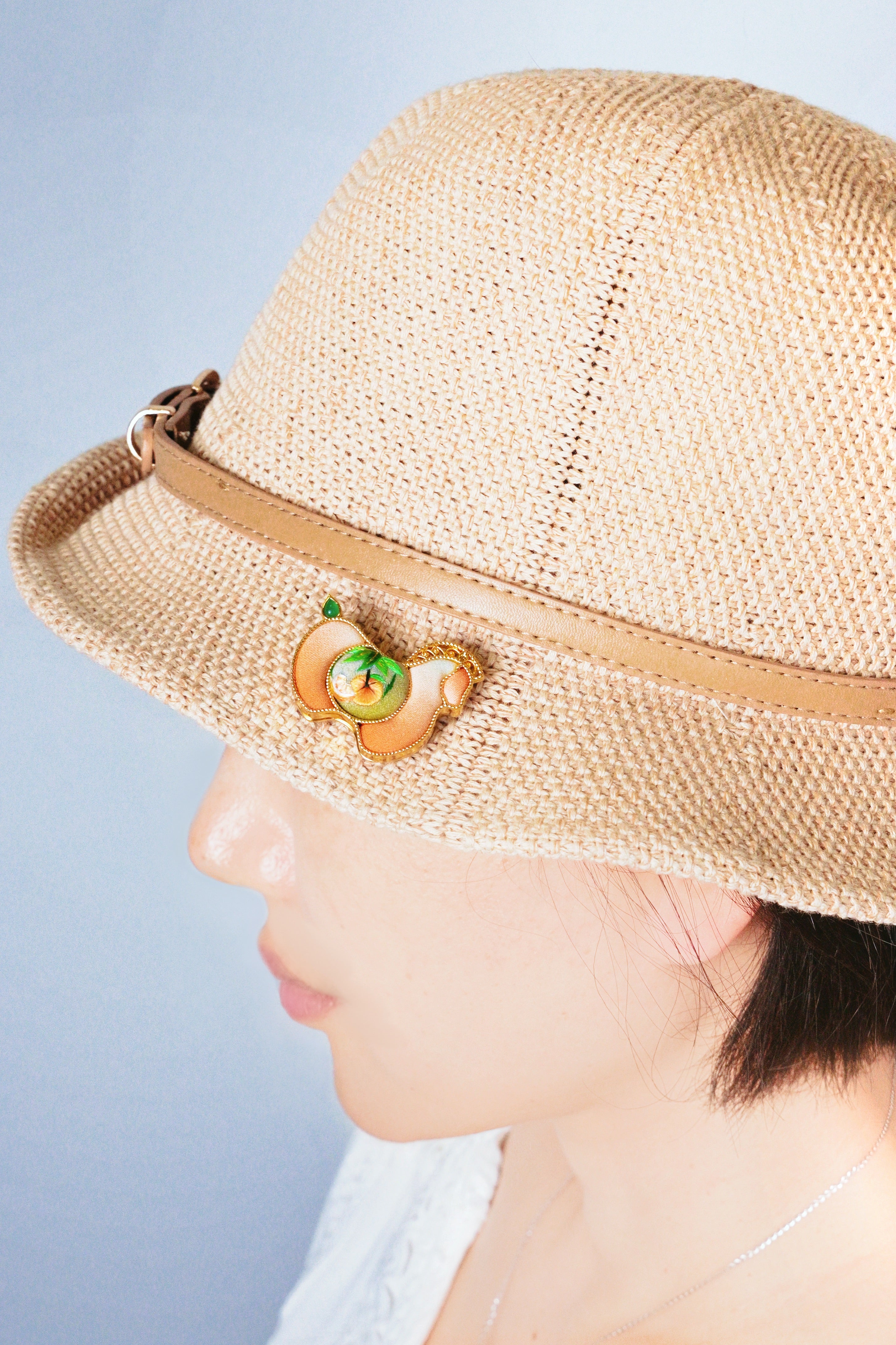 Yotopy Hand Embroidered Brooch Pendant 2-in-1, Suzhou Silk Embroidery Jewelry, Traditional Chinese Yuanbao Horse Bamboo Design, Artisan Craft, 3.6x3cm