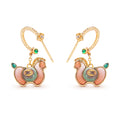 Yotopy Hand Embroidered Double-Sided Earrings, Suzhou Silk Embroidery Jewelry, Traditional Chinese Yuanbao Horse Prosperity Design, Artisan Craft Drop Earrings