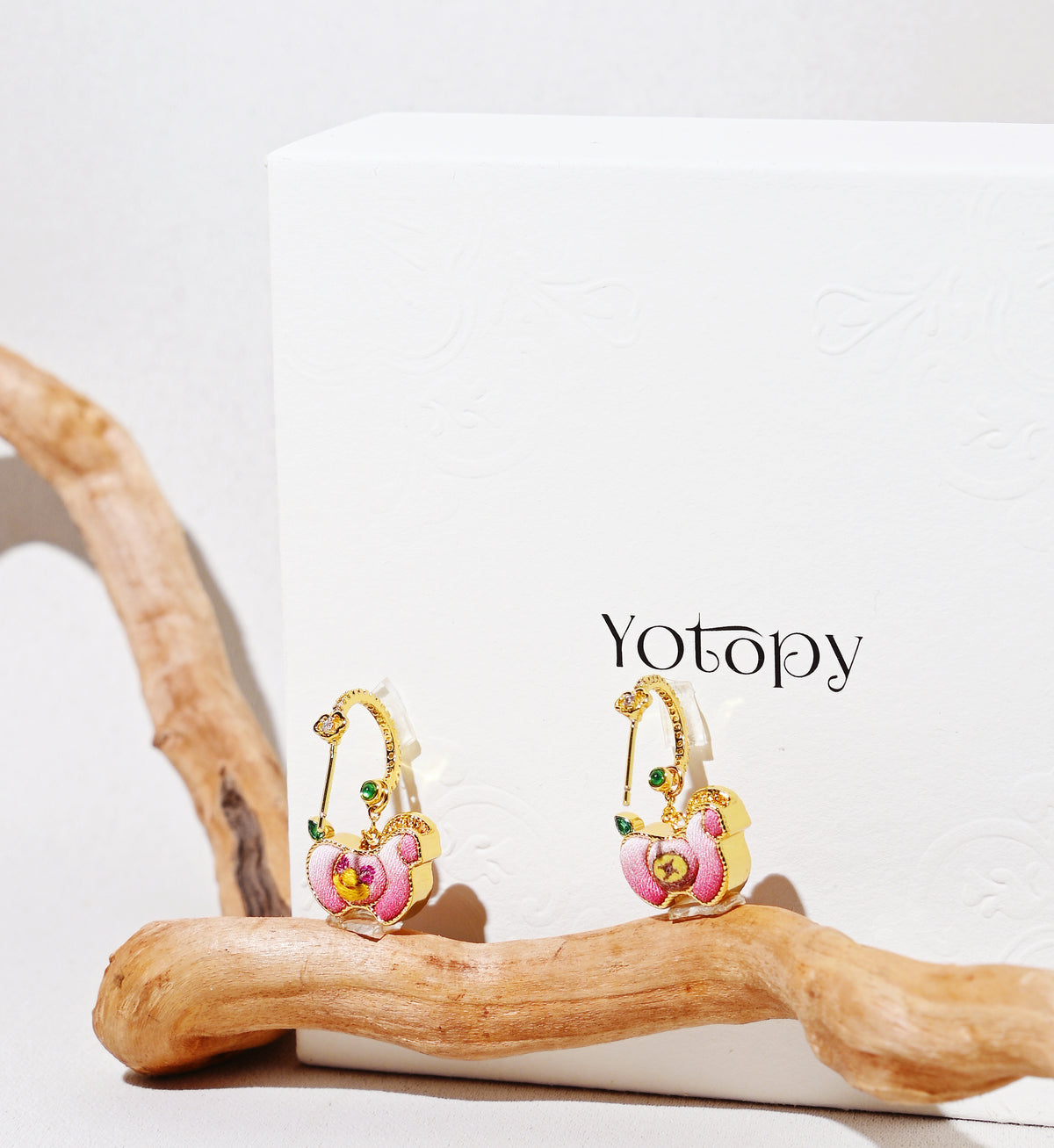Yotopy Hand Embroidered Double-Sided Earrings, Suzhou Silk Embroidery Jewelry, Traditional Chinese Yuanbao Horse Prosperity Design, Artisan Craft Drop Earrings