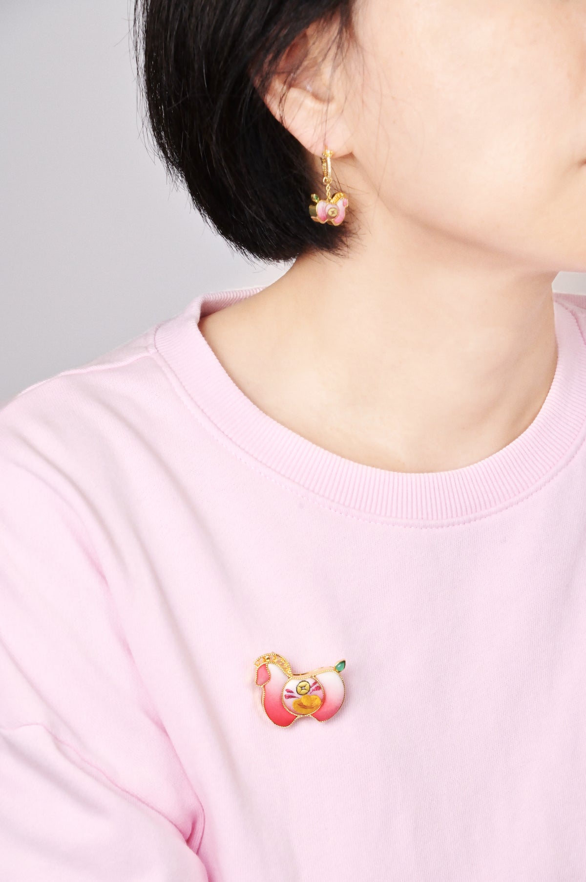 Yotopy Hand Embroidered Double-Sided Earrings, Suzhou Silk Embroidery Jewelry, Traditional Chinese Yuanbao Horse Prosperity Design, Artisan Craft Drop Earrings