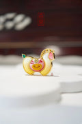 Yuanbao Horse "Money" 2-in-1 Silk Embroidery Brooch